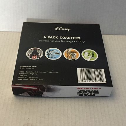 NEW Star Wars Round 4'' 4PK Coasters
