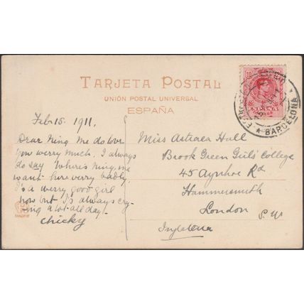 Monumento de Ríus y Taulet, Barcelona, 1911 - Hauser y Menet Tarjeta Postal
