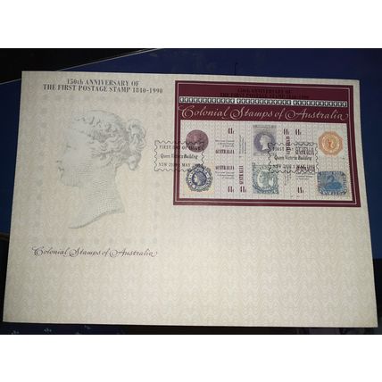 australia 1990 anniv first postage stamp FDC mini sheet minisheet stamps