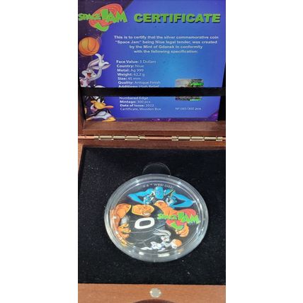 2 Oz Silver Collectible Space Jam In Wooden Box #85/300