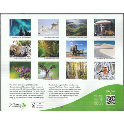 THE NATURE CONSERVANCY-2026 WALL CALENDAR-12 MONTHS-NEW-FAST SHIPPING