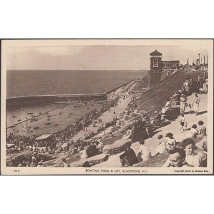 Boating Pool & Lift, Blackpool, Lancashire, c.1930s - Saidman Bros Postcard