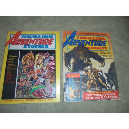 Rare 1974 Set! THRILLING ADVENTURE STORIES Magazines 1& 2! Atlas/Seaboard! $40.
