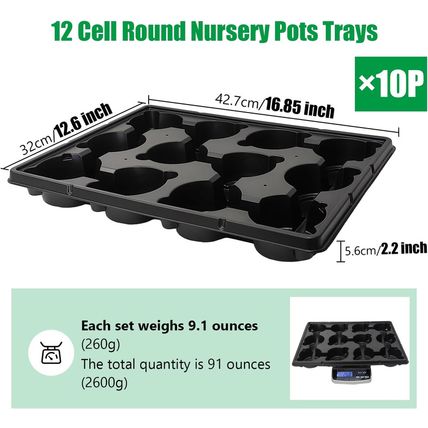 12 Cell round Nursery Pots Trays Thickened Durable Seedling Pots Shuttle Carryin