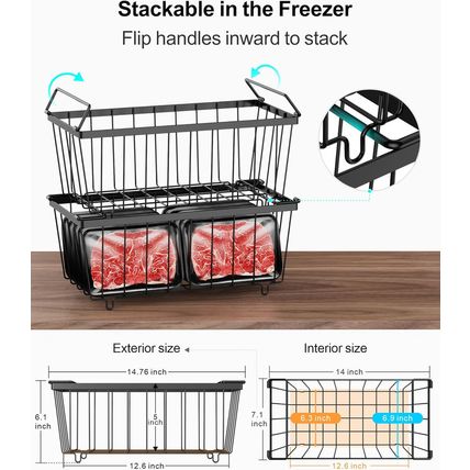 Ispecle Freezer Organizer Bins - 4 Pack Small Stackable Deep Freezer Organizer B