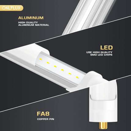 8 Foot Led Bulbs T8 T12 LED 8Ft Tube Light F96T8 F96T12 LED Bulb 96" FA8 Single
