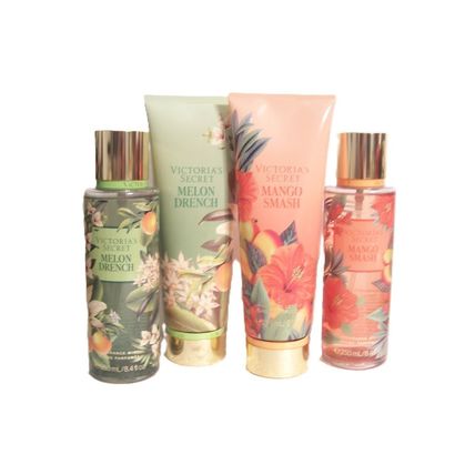 Victoria's Secret Melon Drench & Mango Smash 4 Piece Fragrance Set Lotion & Mist