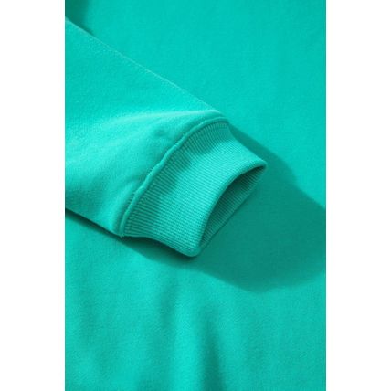 Aruba Blue Solid Fleece Lined Drop Shoulder Terry Sweatshirt