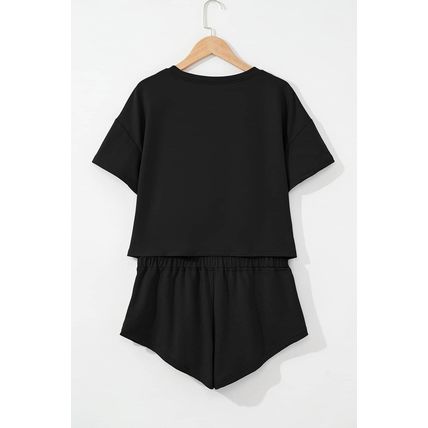 Black Firework USA Graphic Tee and Smocked Waistband Skort Set