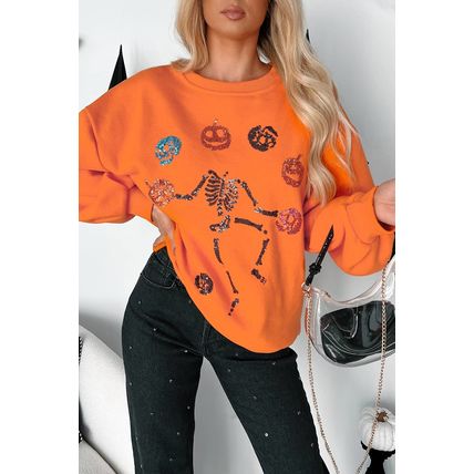 Carrot Dancing Critters Sequin Halloween Crewneck Sweatshirt