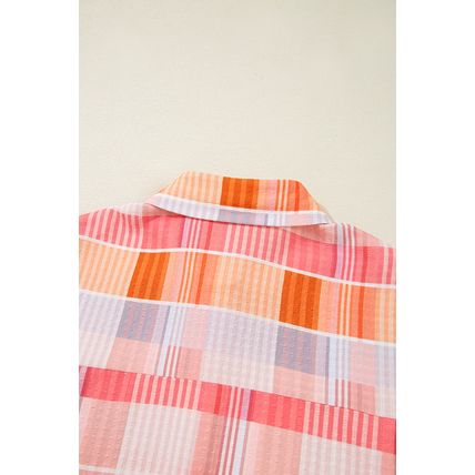 Pink Oversized Check Tunic Shirt