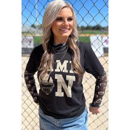 Black Game Day Rugby Mesh Sheer Long Sleeve Top