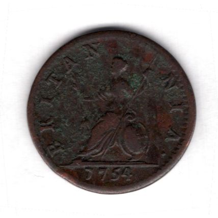 Great Britain. George II. Farthing 1754. dy19118