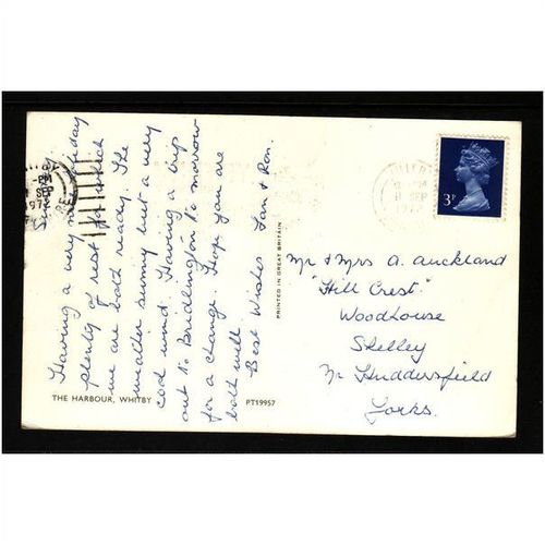 POST CARD THE HARBOUR WHITBY NORTHUMBERLAND 1972 USED