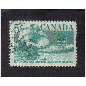 1958 canada panning for gold 5c f/u sg503