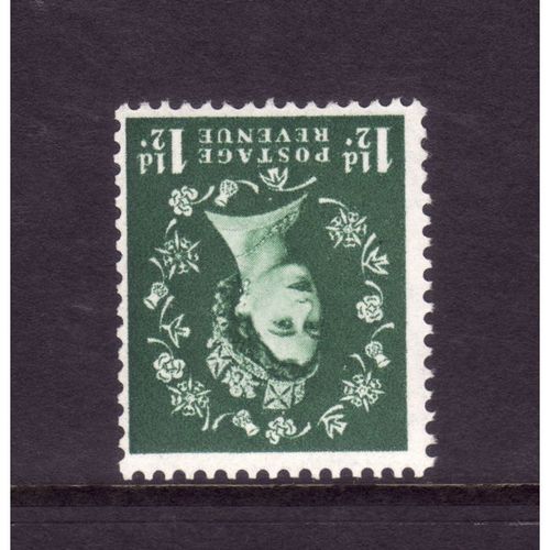 GREAT BRITAIN 1958 SG 572i 1 1/2d GREEN WMK INVERTED M / MINT