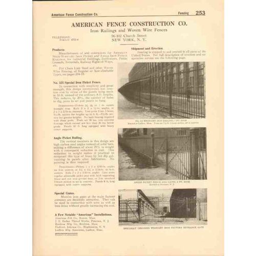 american fence construction company 1916 picket rail vintage catalog