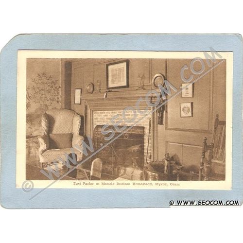 CT Mystic Postcard East Parlor Denison Homestead ct_box3~1528