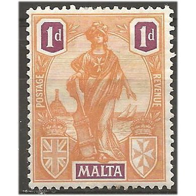 Malta 1922 SG125 1d Orange & Purple Mounted Mint . .. .