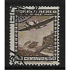 CHILE AIR 1934 50c BROWN JUNKERS G24 SG240 FINE USED#2