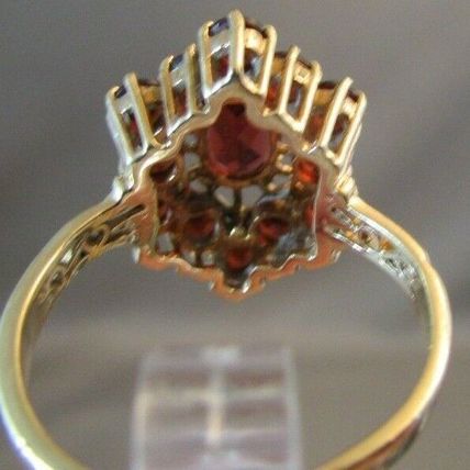 ANTIQUE 10K YELLOW GOLD NATURAL GARNET CLUSTER RING 1.99 TCW SIZE 6.5 STUNNING