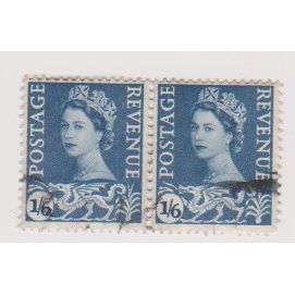 GB 1950s & 60s Welsh regional horizontal pair 1s6d SG W12