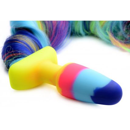 LGBTQ Pride Rainbow Unicorn Tail Anal Plug Butt Ass Pet Play Silicone Multi Colo
