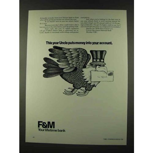 1973 F&M First & Merchants National Bank Ad, Uncle Puts