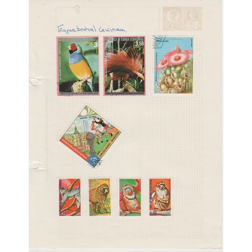 Equatorial Guinea page of 8 with nature & monkeys issues