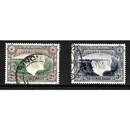 SOUTHERN RHODESIA 1932 VICTORIA FALLS 2d /3d SG 29 / 30 SET 2 VALS FU