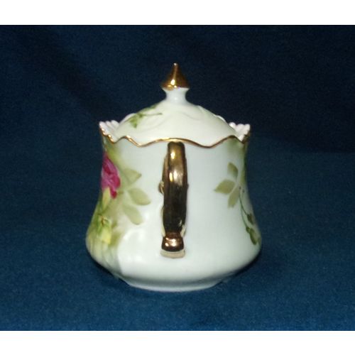 Lefton Green Heritage mini teapot 6710 pink rose good vintage