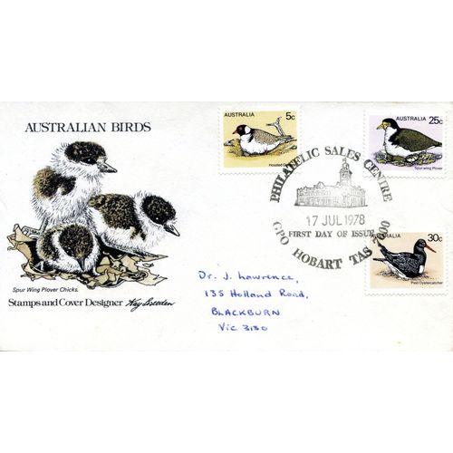 AUSTRALIA 1978 FDC Australian Birds - Hobart, SG 671, 676 & 677