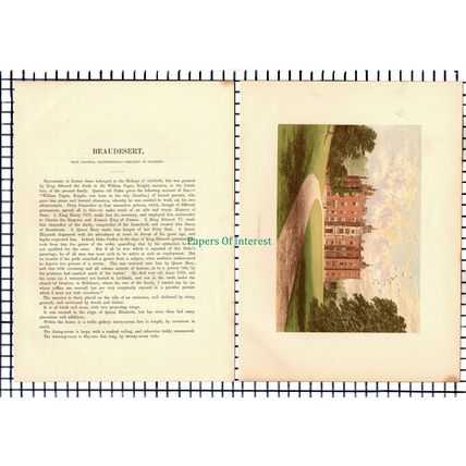 (6680) Beaudesert Staffordshire - c.1880 Print & Article
