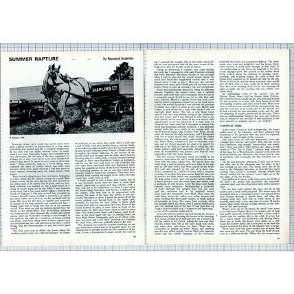 (6232) Raymond Anderton Cart Horse Memories Chaplins - 1968 Article
