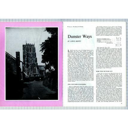 (6225) Dunster Somerset Lewis Brown - 1968 Article