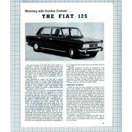 (6229) The Fiat 125 REVIEW - c.1968 Article