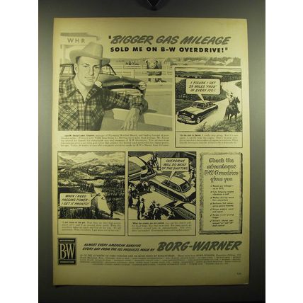 1949 Borg-Warner Overdrive Ad - Bigger gas mileage sold me on B-W Overdrive