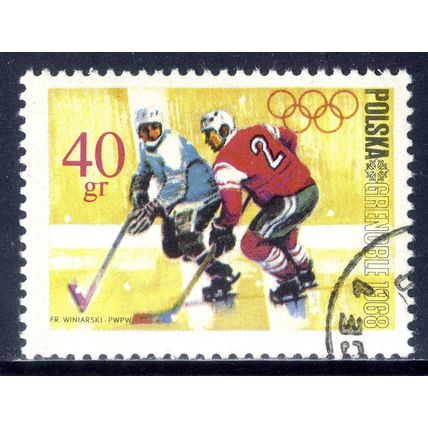 POLAND 1968, Winter Olympics - Ice Hockey, 40 G, CTO (5)