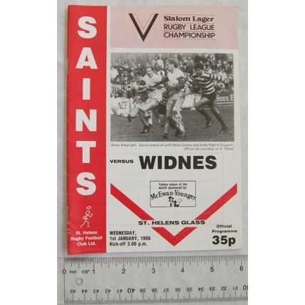 1986 programme St. Helens v. Widnes, 1/1