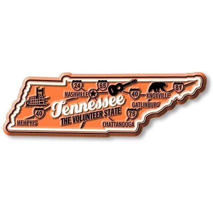 Tennessee the Volunteer State Premium Map Fridge Magnet