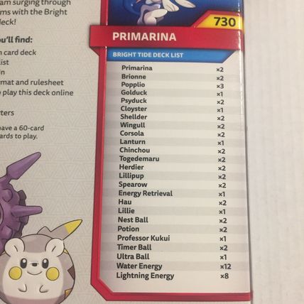 New Pokemon Holo Primarina Bright Tide Theme Deck - 60 Cards + 1 Coin