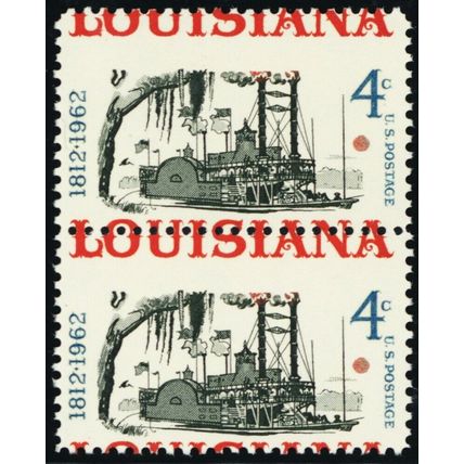 1197, Mint NH 4¢ Louisiana Misperforation Error Pair - Stuart Katz