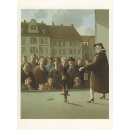 Rabbit Doing Handstand By Mannequin German Shop Window Painting Postcard