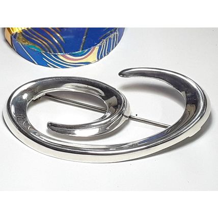 Estate High Polished Dimensional Swirl Sterling Silver Mexico Brooch #18493