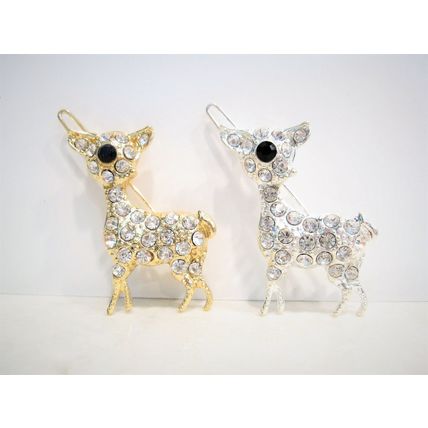 Silver or gold deer shaped crystal hair barrette clip bridal clip bridal