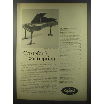 1956 Capitol Records Ad - Gregor Piatigorsky - Cristofori's Contraption