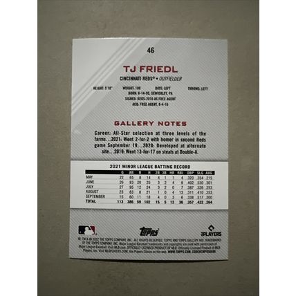 2022 Topps Gallery Rainbow Foil T J Friedl