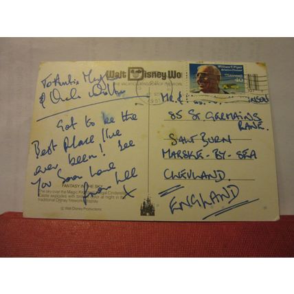 DISNEY, CINDERELLA'S CASTLE, MAGIC KINGDOM, FLORIDA US used postcard 1991 pm =