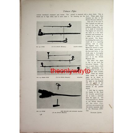 Tobacco Pipes, Burma (Asian/Pacific On Reverse), Book Illustration (Print), 1904