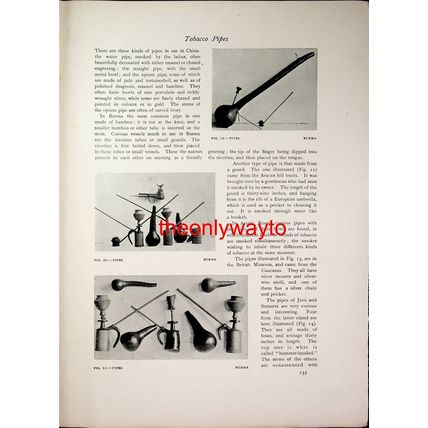 Tobacco Pipes, Burma (Asian/Pacific On Reverse), Book Illustration (Print), 1904